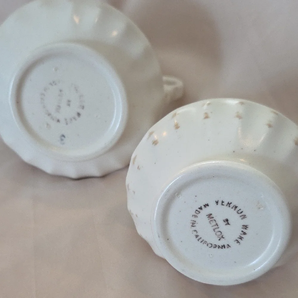 Metlox Vernon Ware Floral Cream and Sugar Set. Vintage